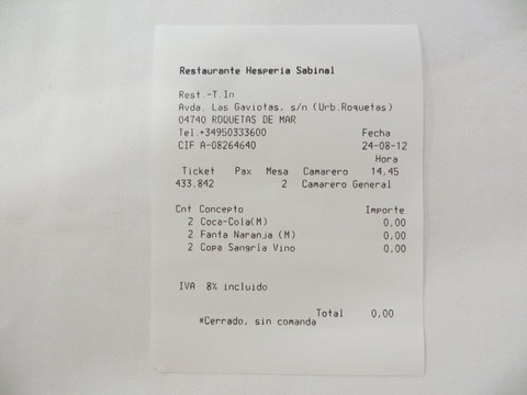 Hotel Hesperia Sabinal - nulový účet